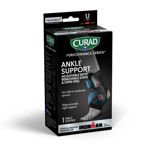 MEDCURIM26800 - Curad - Curad Performance Series IRONMAN Ankle Supports with Stays, Black, 4 EA/CS