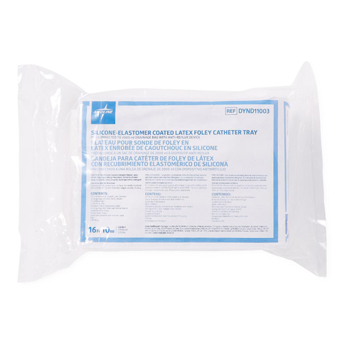 MEDDYND11003 - Medline - Medline Silicone-Elastomer Latex 2-Layer Foley Catheter Tray/Drain Bag, 10 Each per Case