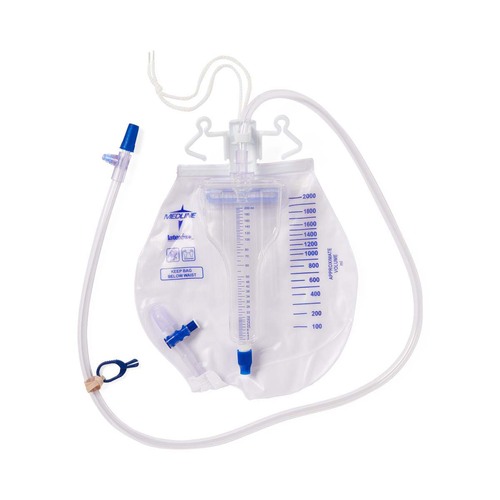 MEDDYND17407H - Medline - Urine Meter 200 mL with Drain Bag 2,000 mL, Luer Lock, Slide-Tap, 48" Tubing