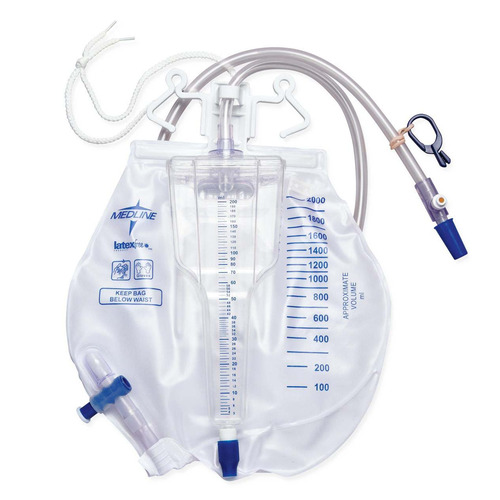MEDDYND17407L - Medline - Urine Meter 200 mL with Drain Bag 2,000 mL, Luer Lock, Slide-Tap, 60" Tubing