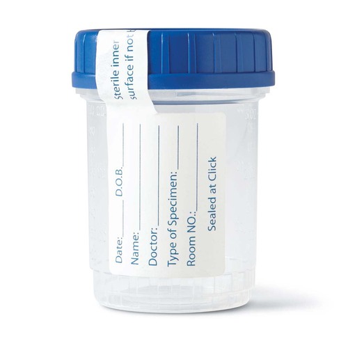MEDDYND30382H - Medline - Click N Close Pneumatic Tube Specimen Container with Tamper-Evident Seal, Sterile Fluid Pathway, 3 oz.