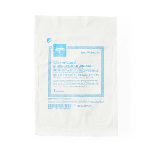 MEDDYND30387Z - Medline - Click N Close Pneumatic Tube Specimen Container, O.R. Sterile, 3 oz.