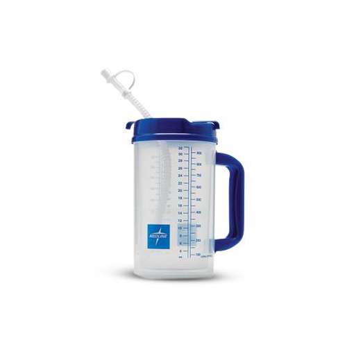 MEDDYND80558H - Medline - Insulated Carafe with Graduations, Clear with Blue Swivel Lid, 32 oz.