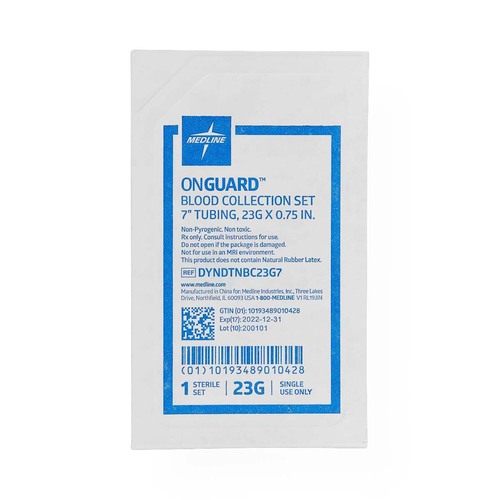 MEDDYNDTNBC23G7Z - Medline - Medline Blood Collection Set with 7" Tubing and Luer Adapter, 23G x 0.75", 50/BX