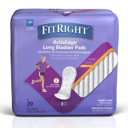 MEDFBC1015 - Medline - FitRight Bladder Control Pads, Long, 180/CS