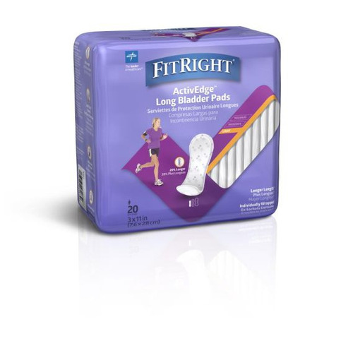 MEDFBC1015 - Medline - FitRight Bladder Control Pads, Long, 180/CS