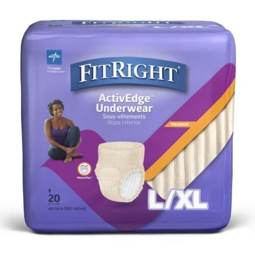 Medline FitRight Ultra Adult Underwear Size XL/56-68 20 Count