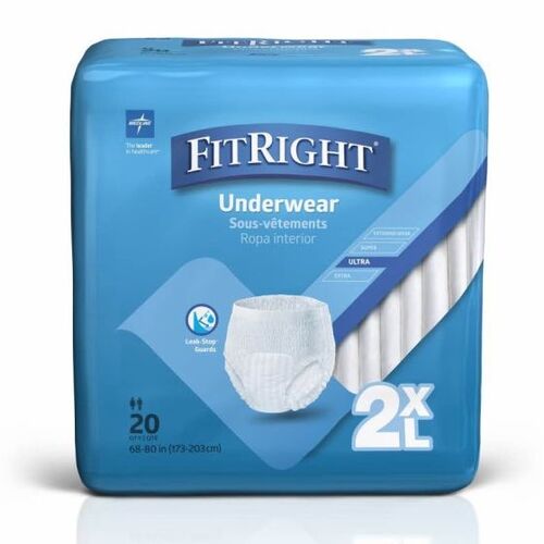 FitRight Heavy Absorbency Protective Underwear, Size 2XL, 68-80 Waist, 80  EA/CS - Medline FIT700A CS - Betty Mills