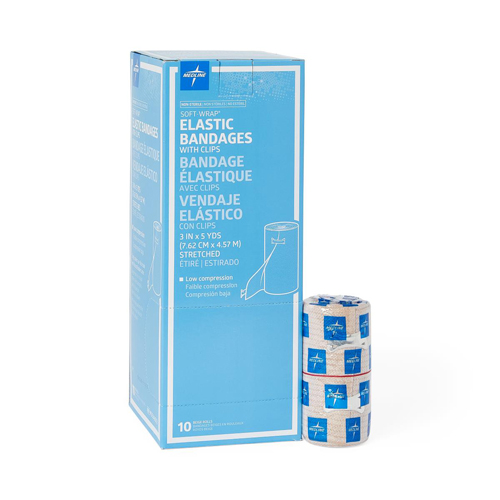MEDMDS046003ZZ - Medline - Medline Bandage, Elastic, SoftWrap, 3"x5 Yd, Stretched, Clips