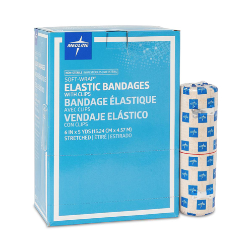 MEDMDS046006ZZ - Medline - Medline Bandage, Elastic, SoftWrap, 6" x 5 Yd, Stretched, Clips
