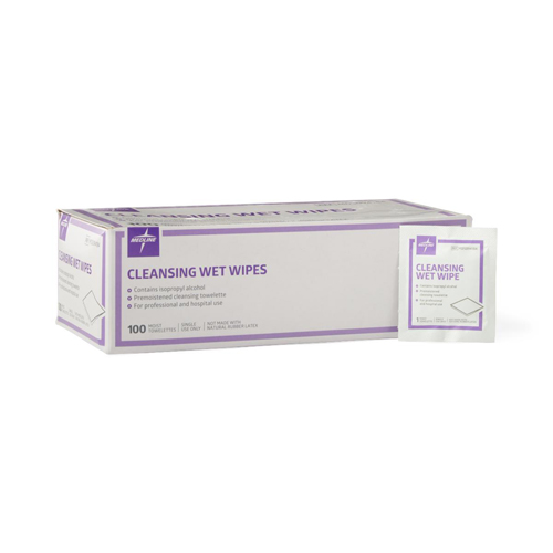 MEDMDS094184HH - Medline - Cleansing Wet Wipes with BZK, 1/EA