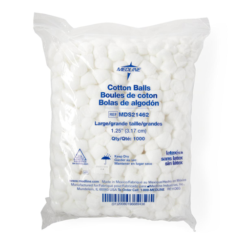 Medline Nonsterile Cotton Balls, Large, 1.25, 1000/BG