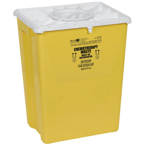 MEDMDS706312 - Medline - PG-II Flat Sharps Container for Chemotherapy Waste with Port Lid, Yellow, 12 gal., 8 EA/CS
