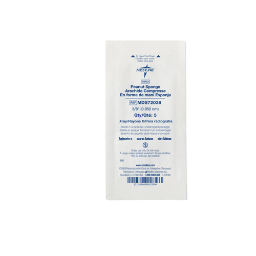 MEDMDS72038Z - Medline - X-Ray Detectable Sterile Peanut Sponge, Small, 3/8", 5 EA/PK