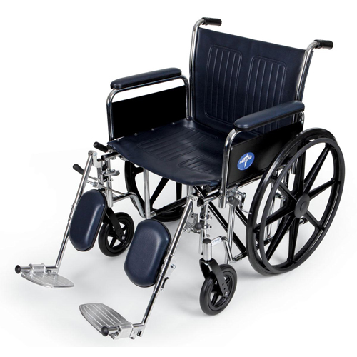 MEDMDS806950FLA - Medline - Excel Wheelchair with Removable Full-Length Arms and Elevating Footrests, 24"W