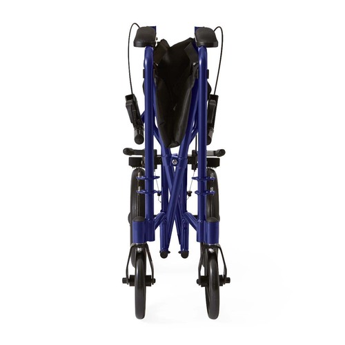 MEDMDS808210ABE - Medline - Basic Aluminum Transport Chair with Permanent Full-Length Arms, Swing-Away Footrests and 12" Wheels, Blue, 1/CS