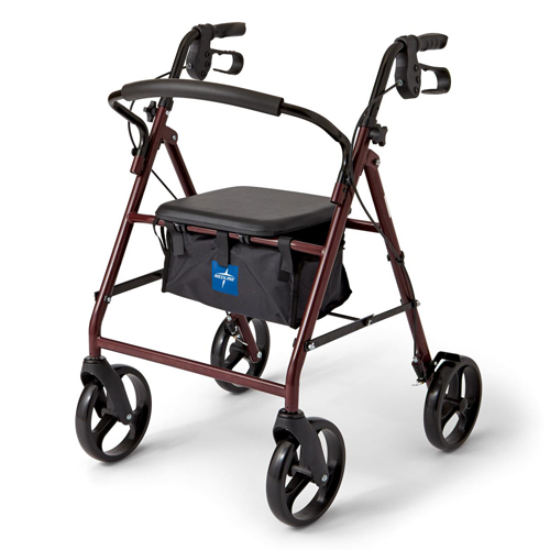 MEDMDS86850ES8 - Medline - Basic Steel Rollator with 8" Wheels, Burgundy, 1/EA