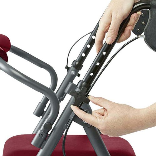 MEDMDS86850ESAR - Medline - Steel Rollator with 6" Wheels and Microban-Treated Touch Points and Seat, Burgundy, Knockdown