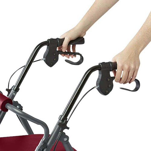 MEDMDS86850ESAR - Medline - Steel Rollator with 6" Wheels and Microban-Treated Touch Points and Seat, Burgundy, Knockdown