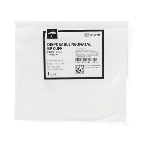 MEDMDS9741 - Medline - Soft Cloth Single-Tube Neonatal BP Cuffs with Luer Connector, 10 Each per Box