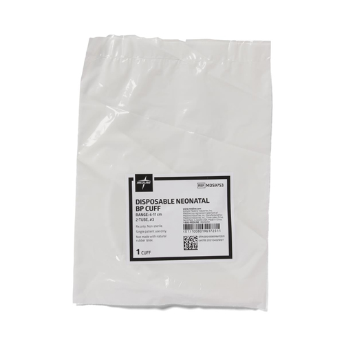 MEDMDS9753H - Medline - Soft Cloth Double-Tube Neonatal BP Cuffs with Slip Luer Connector, 1 Each
