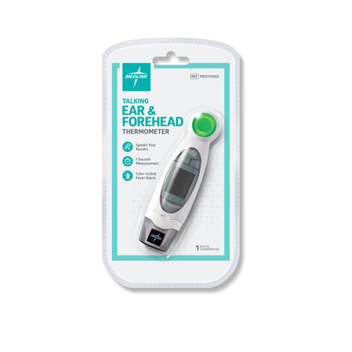 Medline Talking Ear and Forehead Digital Thermometer for Home Use