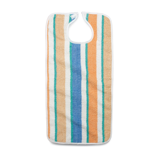 MEDMDTAB3C34STP - Medline - Terry Cloth Bib, Hook and Loop, Pastel Stripe, 13 oz., 22" x 36", 12 EA/DZ