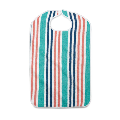 MEDMDTAB3C36STP - Medline - Terry Cloth Bib, Hook and Loop, Pastel Stripe, 13 oz., 22" x 36", 12 EA/DZ