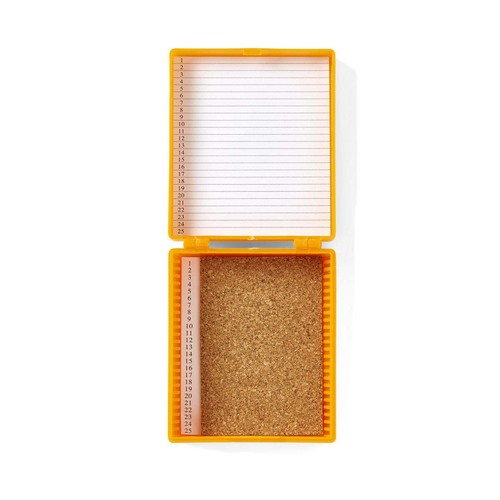MEDMLAB25SLSTRO - Medline - 25-Place Slide Storage Box for 25 mm x 75 mm Slides, Orange