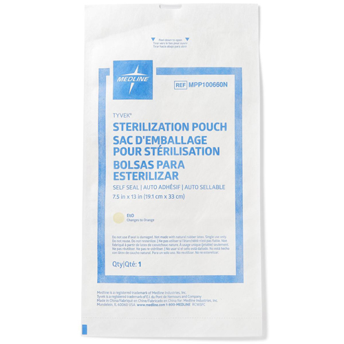 MEDMPP100660N - Medline - Tyvek Sterilization Pouch, Self-Sealing, 7.5" x 13"