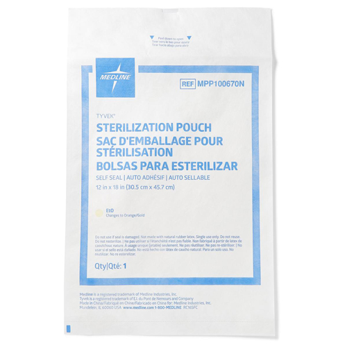 MEDMPP100670N - Medline - Tyvek Sterilization Pouch, Self-Sealing, 12" x 18", 1000 EA/CS