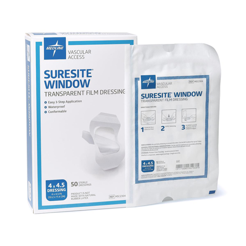 MEDMSC2304CS - Medline - Medline Suresite Window Transparent Film Dressing, 200 EA/CS