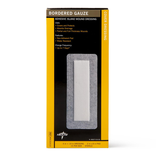 MEDMSC32410 - Medline - Medline Gauze, Border, 4"x10" (2x8"Pad) Sterile, Medline