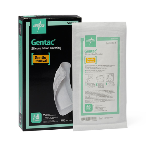 MEDMSC3348 - Medline - Silicone Adhesive Island Wound Dressing, 4" x 8", 2" x 6" Pad Size, 150 EA/CS