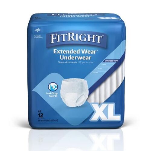 FitRight Extended Wear Adult Underwear, Size XL, for Waist Size 56