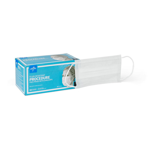 MEDNON27355Z - Medline - Medline ASTM Level 1 Procedure Face Mask with Ear Loops, 50 EA/BX