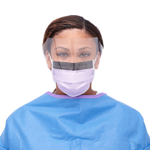 Medline ASTM Level 3 Procedural Face Mask with Eye Shield and Ear Loops 