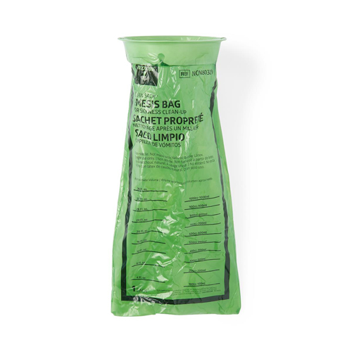 Medline Emesis Bag with Rigid Plastic Ring, Graduated, HDPE, Green 
