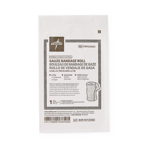 MEDPRM25865H - Medline - Medline Sterile Cotton Gauze Bandage Roll, 4.5" x 4.1 yd.