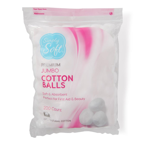 Medline Simply Soft 20888277681931 Cotton Balls 200 Count Ss Jumbo .65G :  : Beauty & Personal Care