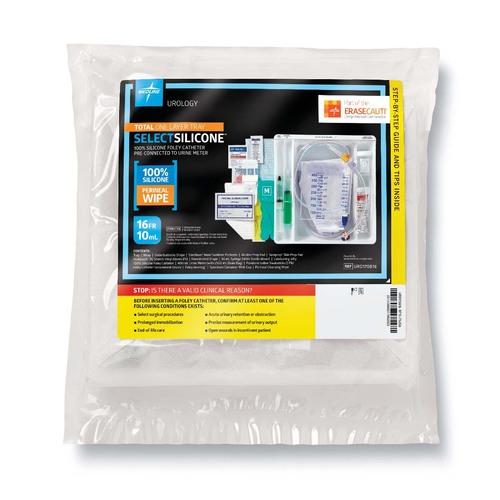 MEDURO170816H - Medline - Total 1-Layer Catheter Tray with Urine Meter and Drain Bag, 16 Fr, 10 mL, Peri Wipe