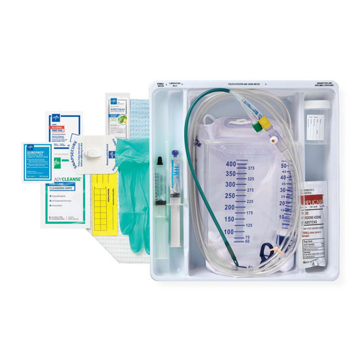 MEDURO175514H - Medline - SilverTouch 1 Layer Silicone Foley Catheter Tray with 400 mL Urine Meter and 2,500 mL Drain Bag, 14 Fr x 16" L, 10 mL