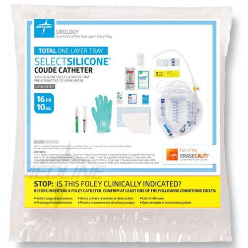 MEDURO175816CH - Medline - Snapsecure 1-Layer Foley Catheter Tray, 100% Silicone, Urine Meter, 16 Fr, 10 mL, CoudA&copy;