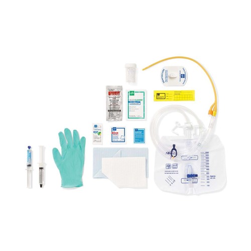 MEDURO185116 - Medline - Single Layer Latex Foley Catheter Tray with SnapSecure Device, Vented Tubing, Peri-Care Wipe and 2,000 mL Drain Bag, 16 Fr x 16" L, 10 mL