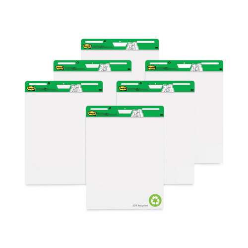 MMM559RPVAD6 - 3M - Vertical-Orientation Self-Stick Easel Pad Value Pack, Green Headband, Unruled, 25 x 30, White, 30 Sheets, 6/Carton