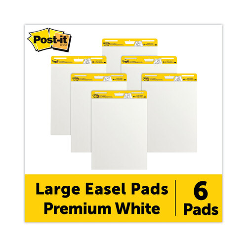 MMM559VAD6PK - 3M - Vertical-Orientation Self-Stick Easel Pad Value Pack, Unruled, 25 x 30, White, 30 Sheets, 6/Carton