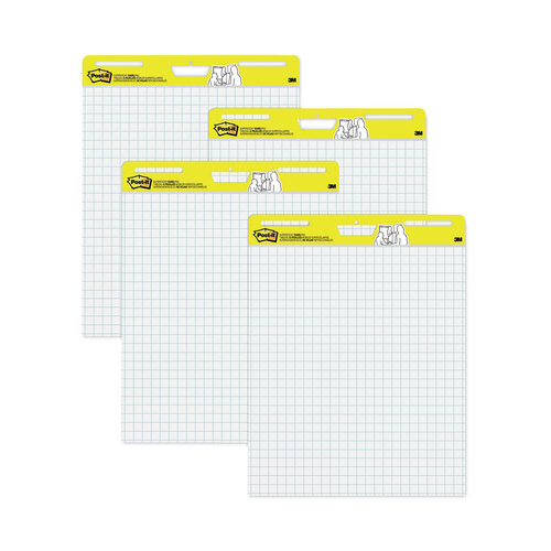 MMM560VAD4PK - 3M - Vertical-Orientation Self-Stick Easel Pad Value Pack, Quadrille Rule (1 sq/in), 25 x 30, White, 30 Sheets, 4/Carton