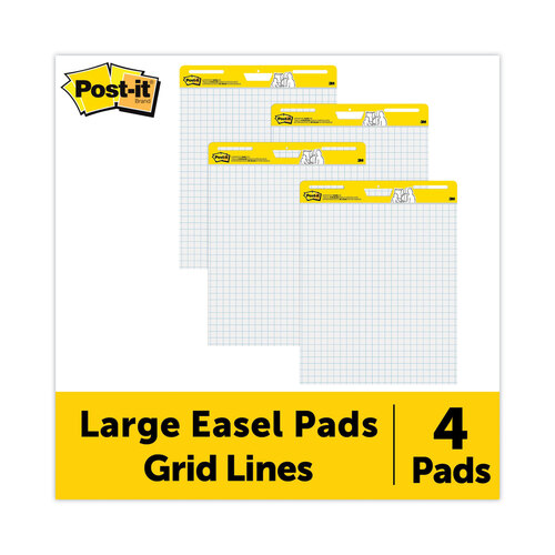 MMM560VAD4PK - 3M - Vertical-Orientation Self-Stick Easel Pad Value Pack, Quadrille Rule (1 sq/in), 25 x 30, White, 30 Sheets, 4/Carton