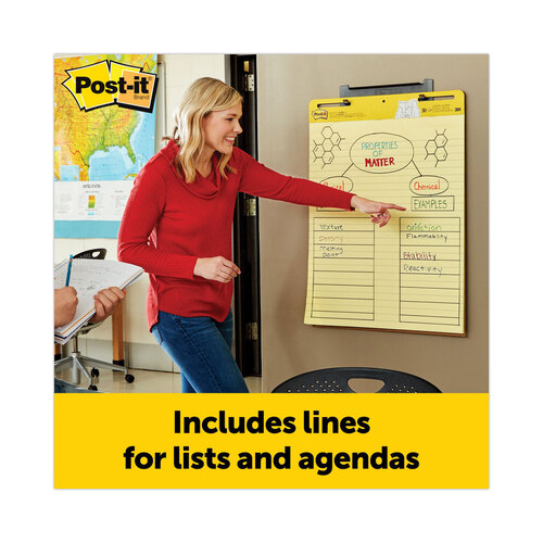 MMM561VAD4PK - 3M - Vertical-Orientation Self-Stick Easel Pad Value Pack, Presentation Format (1.5&quot; Rule), 25 x 30, Yellow, 30 Sheets, 4/Carton