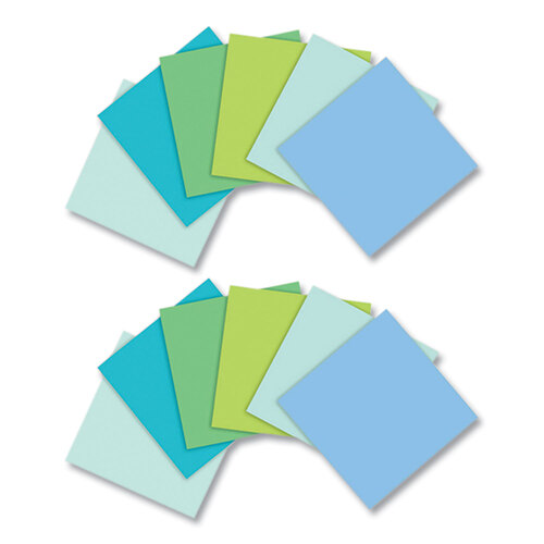 MMM654R12SST - 3M - 100% Recycled Paper Super Sticky Notes, Unruled, 3&quot; x 3&quot;, Assorted Oasis Colors, 70 Sheets/Pad, 12 Pads/Pack